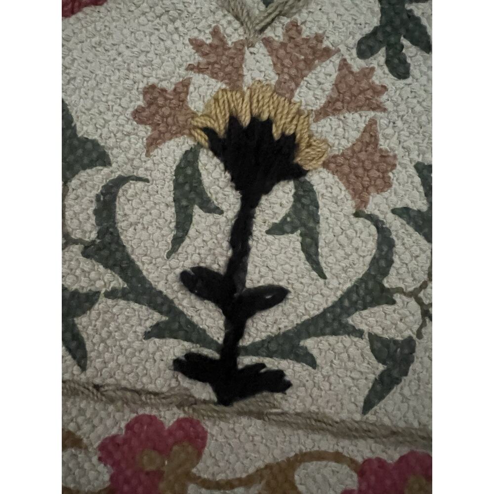 WORLD MARKET Kaza Floral Traditional Embroidered Cotton Handcrafted Area Rug 4x6 - Picture 6 of 11